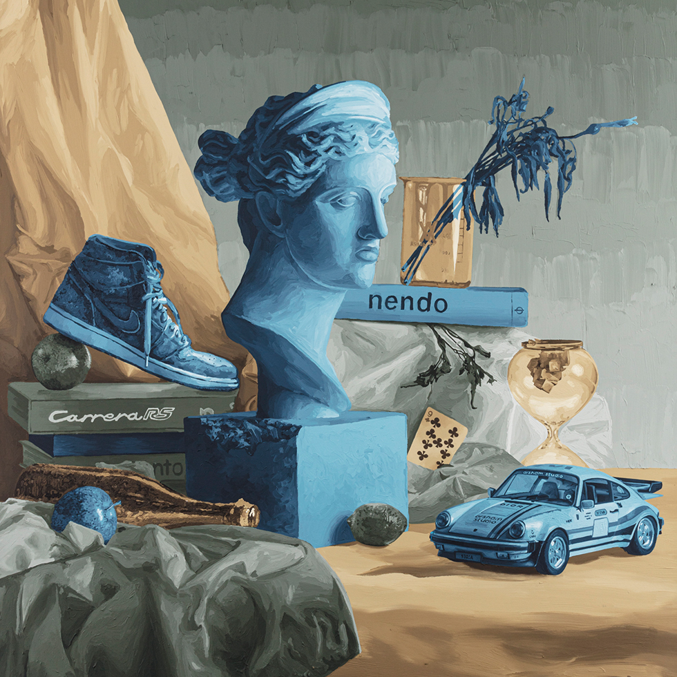 Still Life with Eroded Bust of Diana the Huntress, Sneaker and Porsche