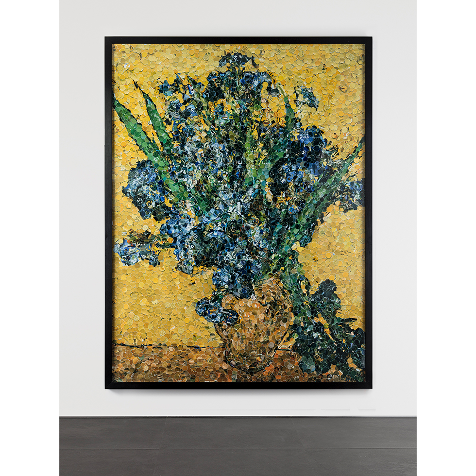 <a href="https://ueshima-collection.com/en/artist-list/43" style="color:inherit">VIK MUNIZ</a>:Irises, after Gogh (from Pictures of Magazines)